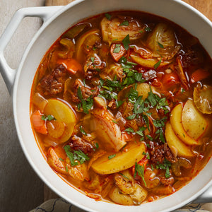 Sausage, Brussels Sprout & Potato Soup